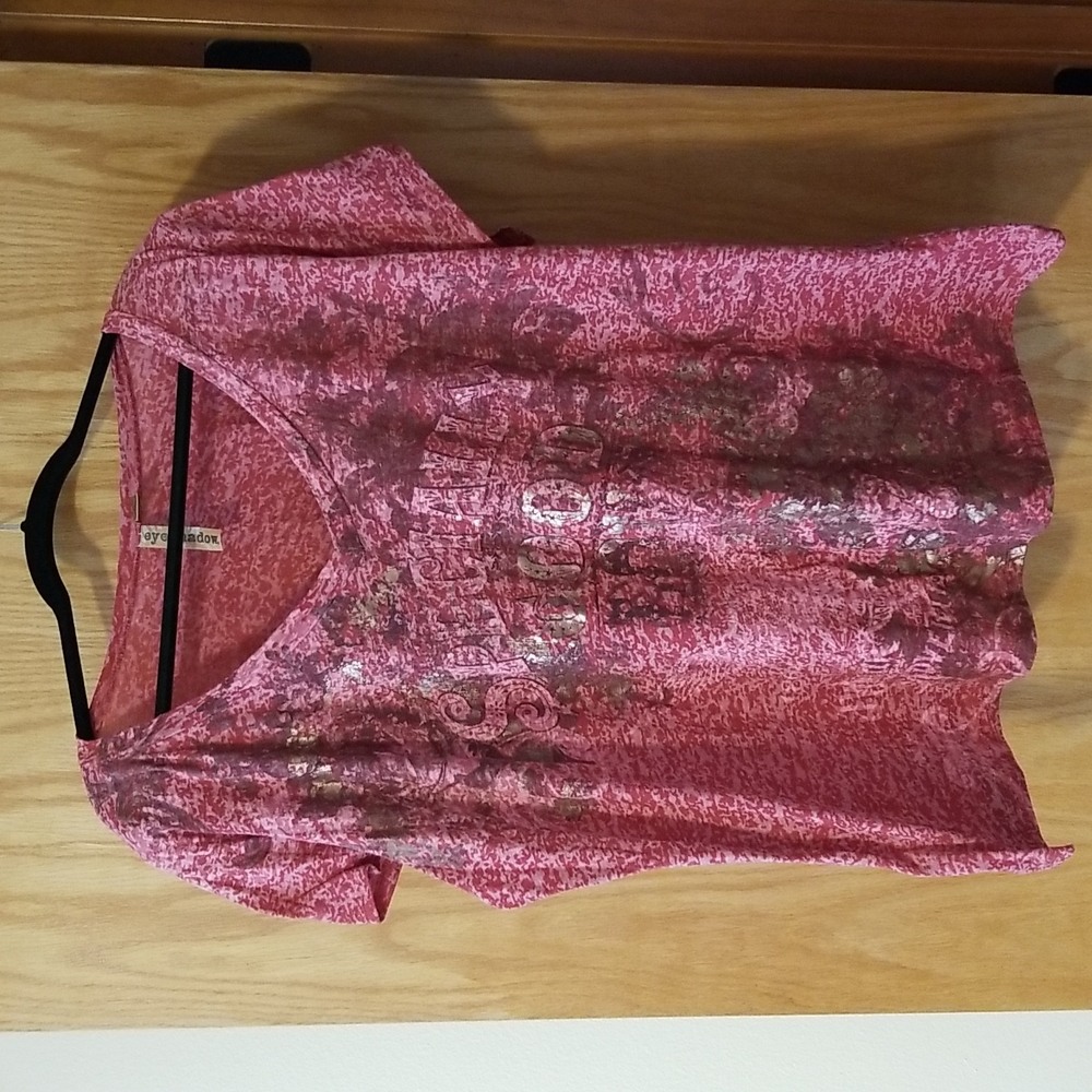 Eyeshadow Womens 3x Red Tone Burnout Knit Tshirt